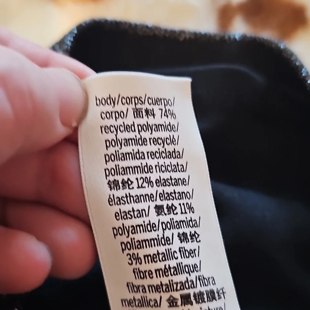 PINK Black Sparkly Leggings Size M - Picture 5 of 7